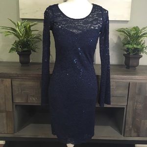 My Michelle Sequin lace dress blue size 9
